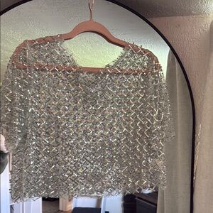 Elegant Silver Sequin Women's Top
